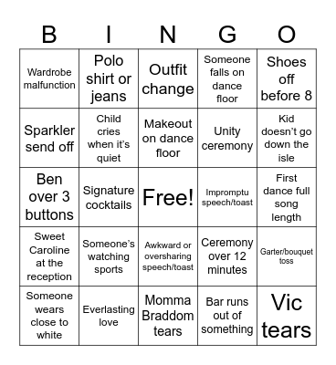 Braddom Bingo Card