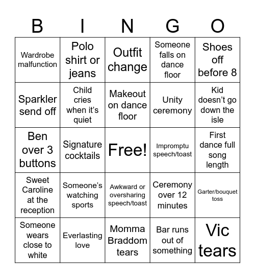 Braddom Bingo Card