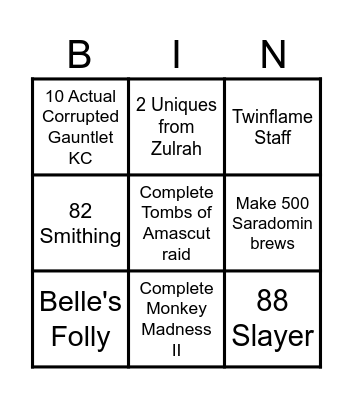 Decubital Progression #11 Bingo Card
