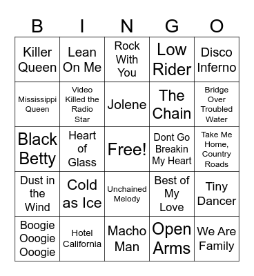 70s Bingo # 3 Bingo Card