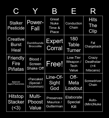 Cybergrind Win Bingo Card