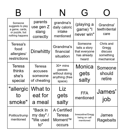 Livengood Bingo Card