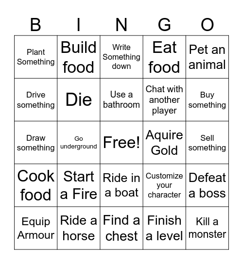 Game Bingo Card