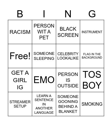OMEGLE BINGO Card