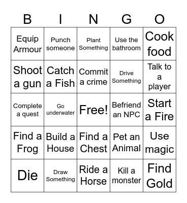 Game Bingo Card