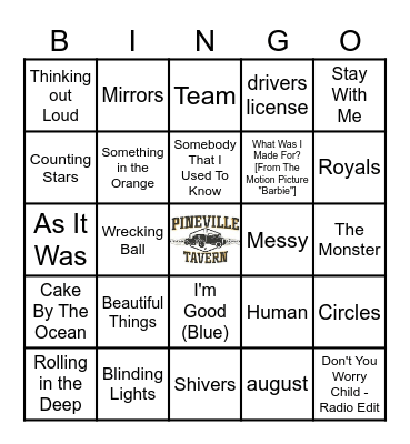 Modern Hits Bingo Card