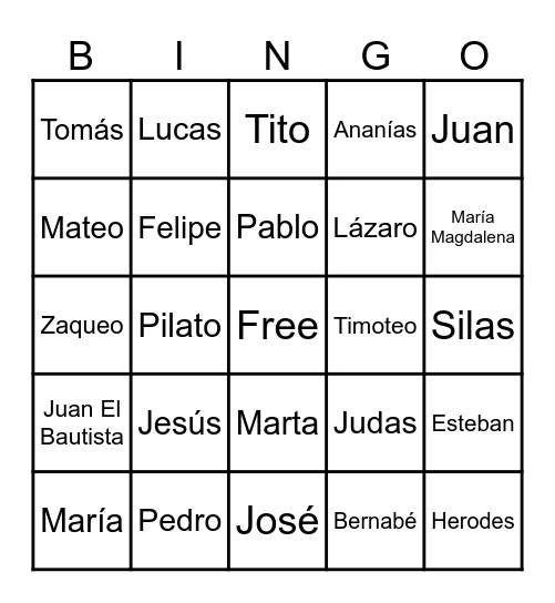 Bingo Bíblico Bingo Card