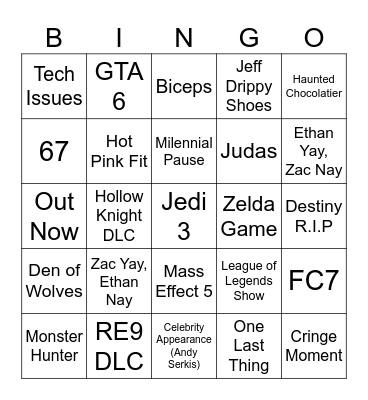 Summer Games Fest 2026 Bingo Card