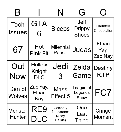 Summer Games Fest 2026 Bingo Card