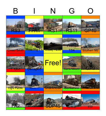 Passenger Steam Electrics 1970s & 80s Bingo Card
