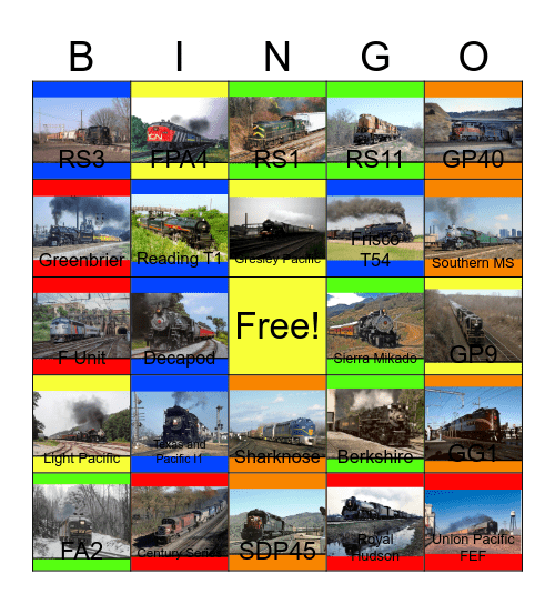 Passenger Steam Electrics 1970s & 80s Bingo Card