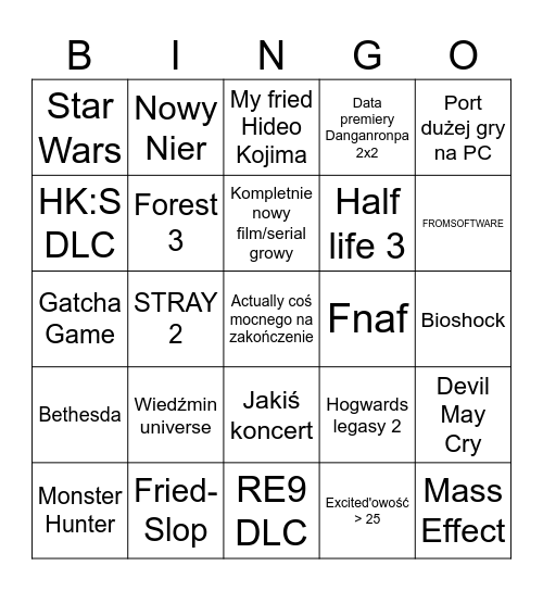 SUMMER GAME FEST Bingo Card