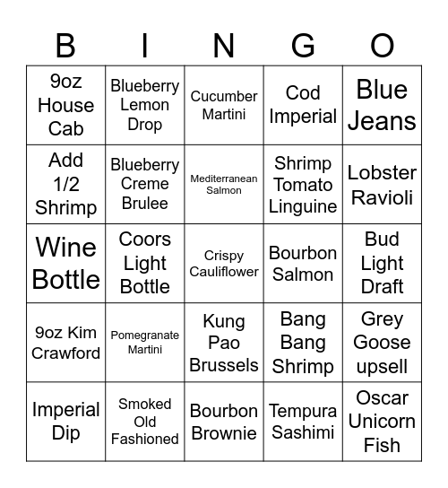 Bonefish Bingo Card