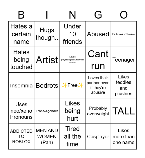How much are you like me? Bingo Card