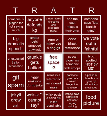 Round Table Bingo Card
