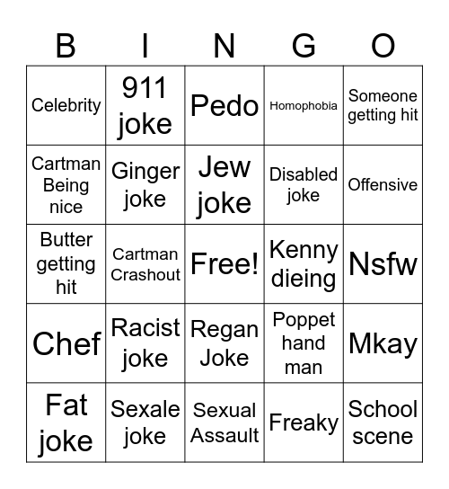 Selth park Bingo Card