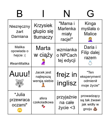love is blind 🇵🇱 Bingo Card