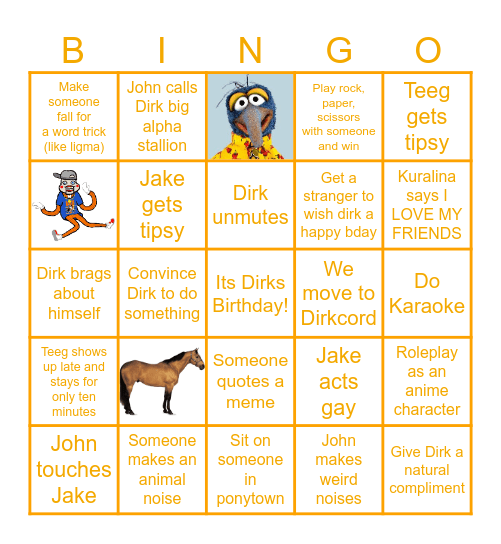 Dirks Birthday Bingo Card