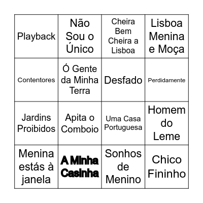 Bingo Música Portuguesa Bingo Card