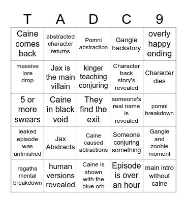 Episode 9 bingo Card