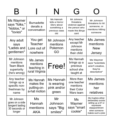 ASA Teacher Bingo Card