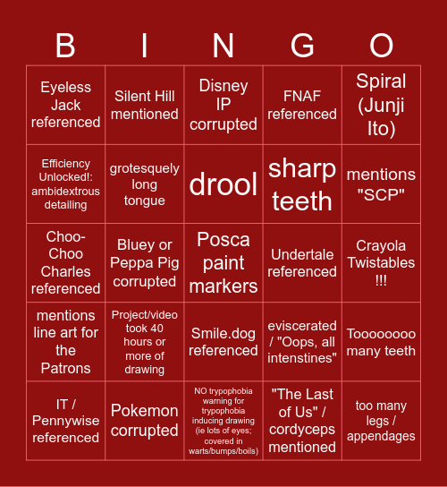 Jordan Persegati YT Viewer BINGO Card