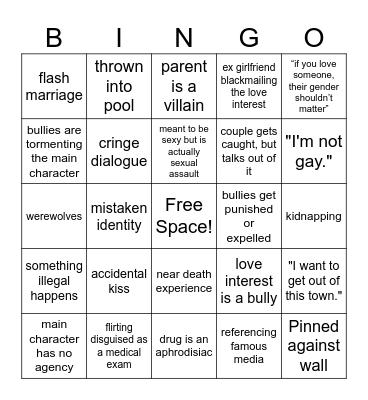 Boy Love Bingo Card