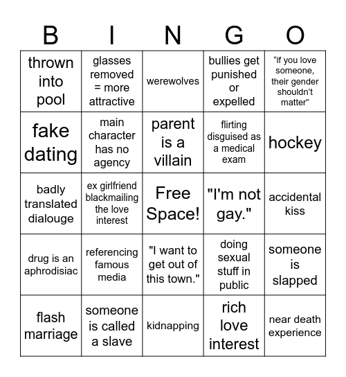 Boy Love Bingo Card
