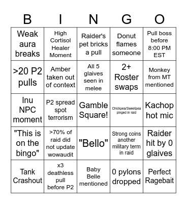 Windchime Bingo Card
