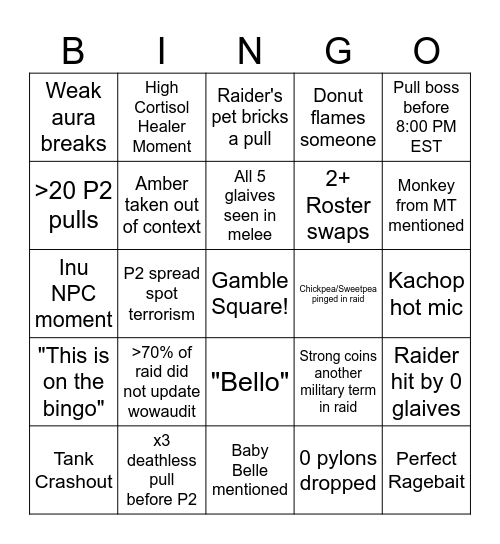 Windchime Bingo Card