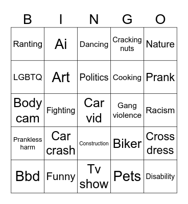 Instagram bingo Card
