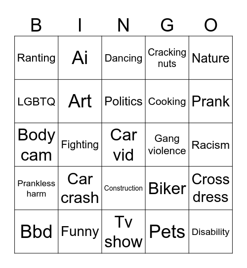 Instagram bingo Card