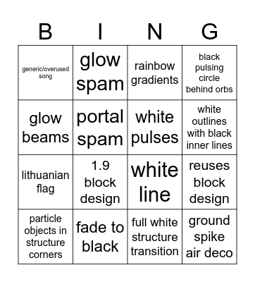 Geometry Dash Zolcrix Bingo! Bingo Card