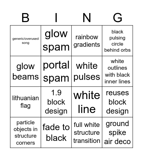 Geometry Dash Zolcrix Bingo! Bingo Card