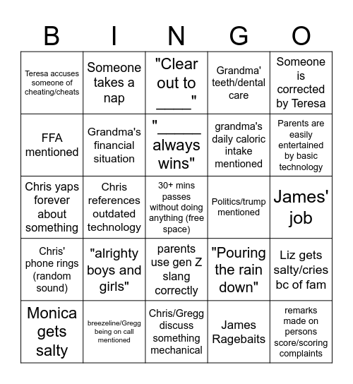 Livengood Bingo Card