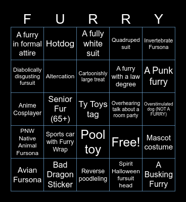 Furlandia & Feral Kicks Bingo Card