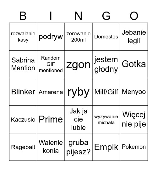 Bingo 18stkowe Bingo Card