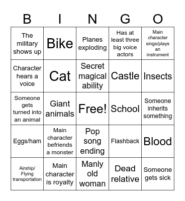 Ghibli Bingo Card