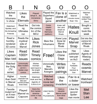 Moot Hunt Bingo-Marvel Edition Bingo Card
