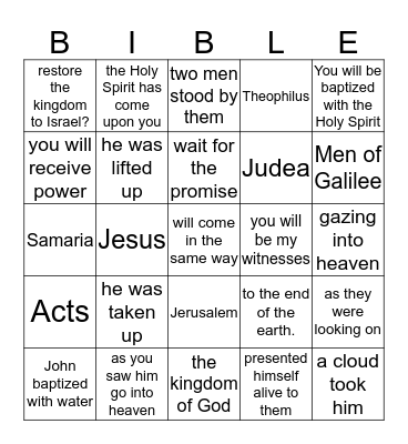 February 5 - Acts 1:1-11 Bingo Card