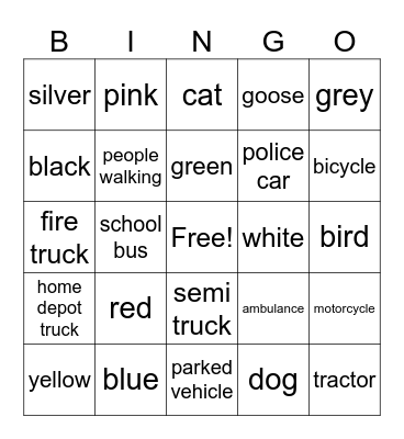 seek and find Bingo Card