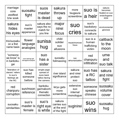 Suo Arc Bingo Card