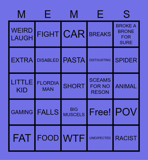 MEME BINGO Card