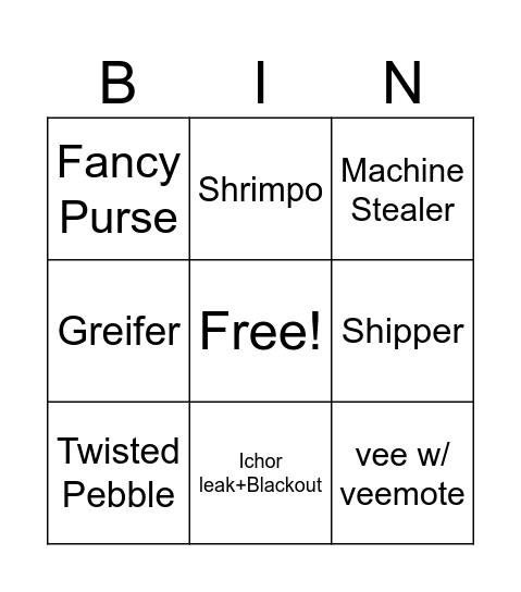 Dandy's World Bingo Card