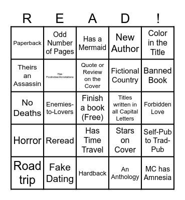 Reading Challenge Bingo Card