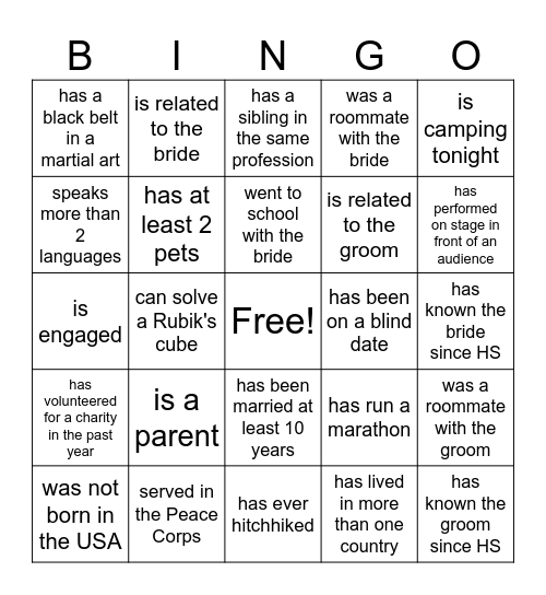 FIND SOMEONE WHO _______ Bingo Card