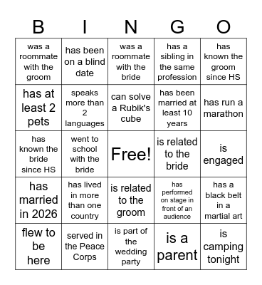 FIND SOMEONE WHO _______ Bingo Card
