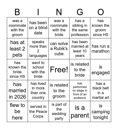 FIND SOMEONE WHO _______ Bingo Card