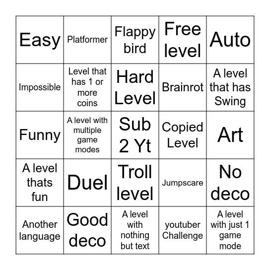Gd Recent Tab Bingo Card
