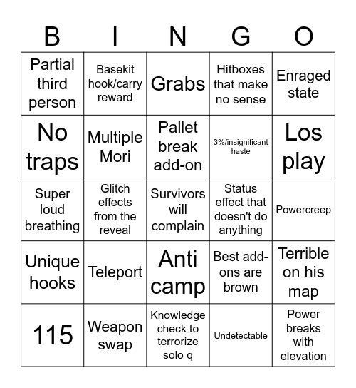 Jason power Bingo Card